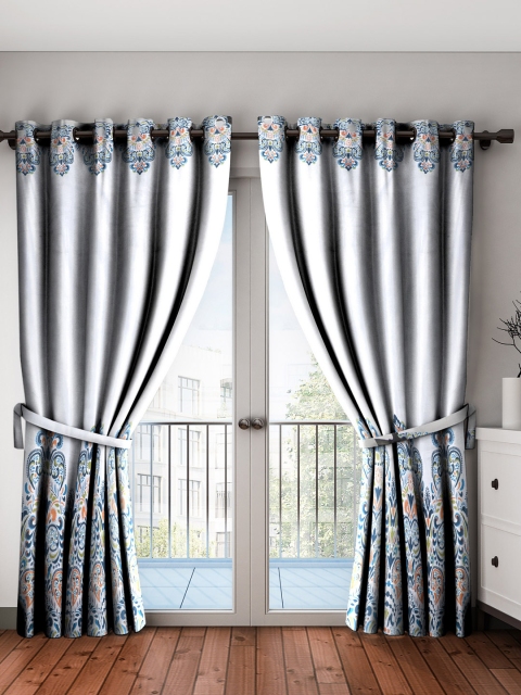 

Home Sizzler Blue & White Set of 2 Long Door Curtains