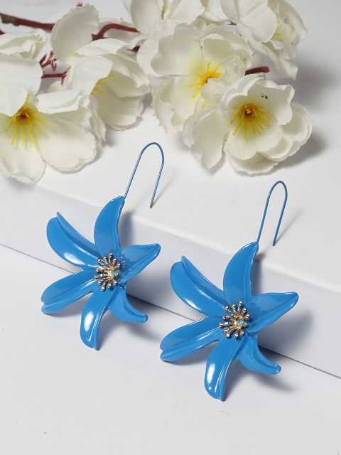 

AVANT-GARDE PARIS Blue & Gold-Plated Floral Drop Earrings