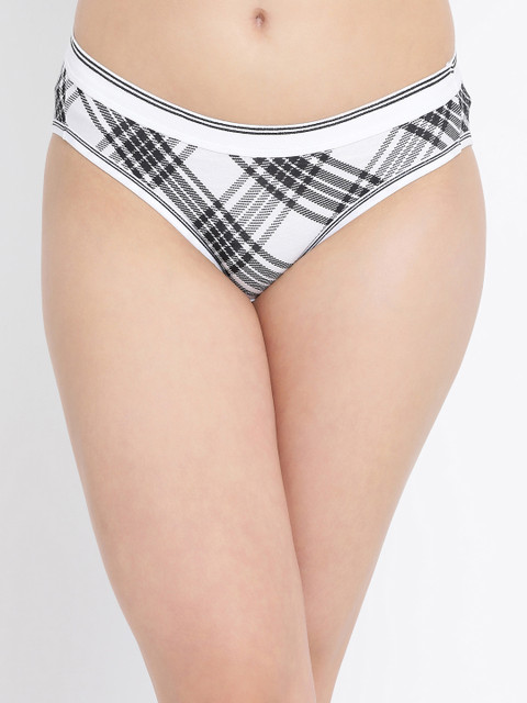 

Clovia Women White & Black Checked Bikini Briefs PN3241P18