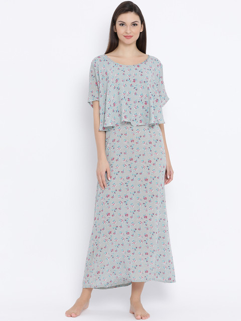 

Clovia Grey Printed Nightdress NS1205P01XL