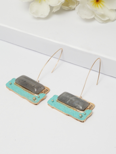 

AVANT-GARDE PARIS Gold-Plated Green & Grey Geometric Drop Earrings