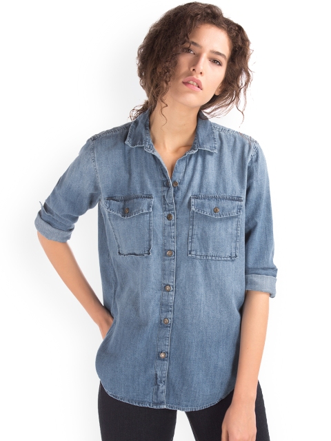 

GAP Women Blue 1969 Denim Utility Shirt