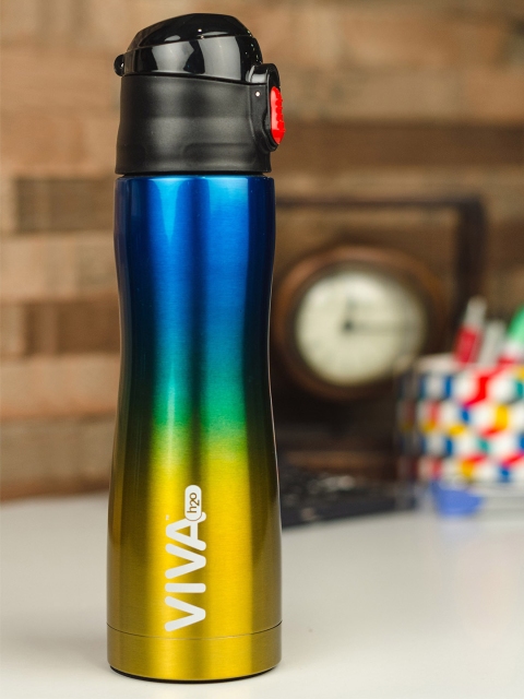 

VIVA h2o Gold-Toned & Blue Textured Stainless Steel Water Bottle
