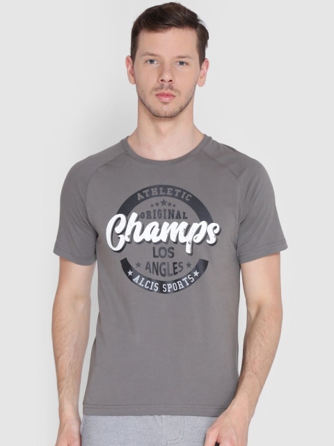 

Alcis Men Grey Printed Round Neck T-shirt