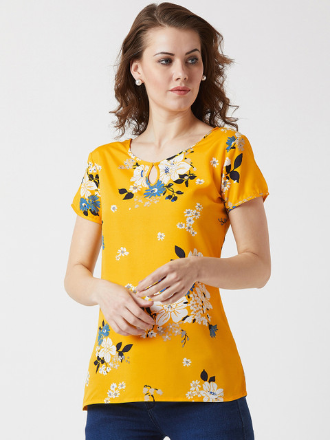 

U&F Women Yellow Printed Top