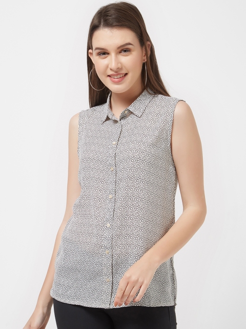 

The Beach Company Women White Printed Shirt Style Top