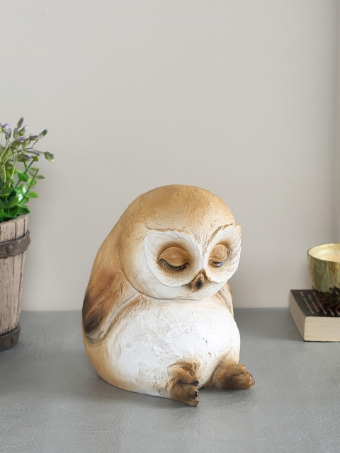 

TAYHAA Brown & White Resin Sleeping Owl Showpiece