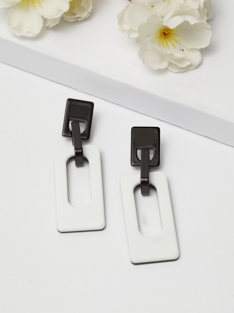

AVANT-GARDE PARIS White & Black Geometric Drop Earrings
