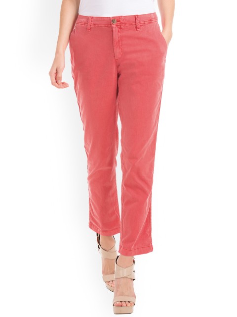 

GAP Women Red Regular Fit Solid Cigarette Trousers