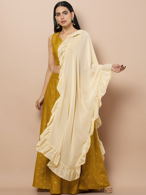 

INDYA Cream-Coloured Solid Dupatta