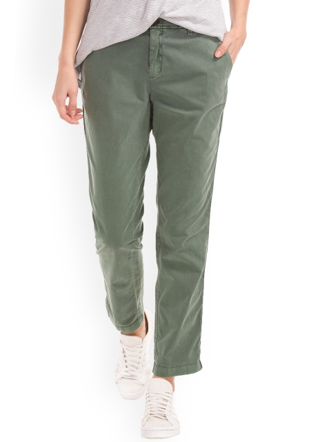 

GAP Women Green Girlfriend Twill Stripe Chino