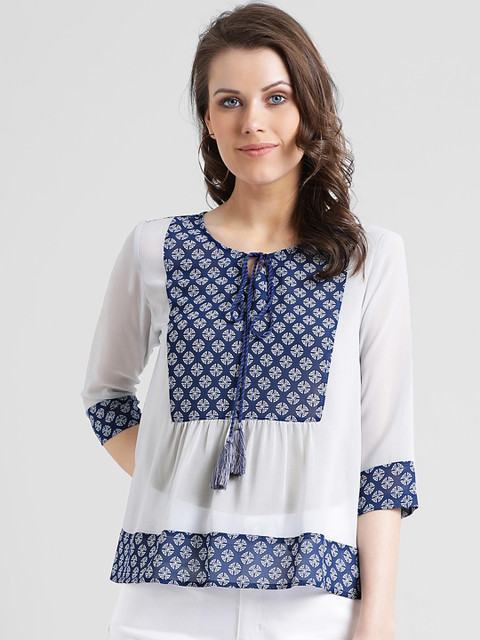 

Zink London Women White Printed Top