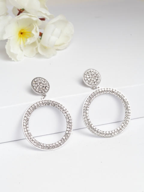 

AVANT-GARDE PARIS Silver-Toned & Rhodium-Plated Circular Drop Earrings