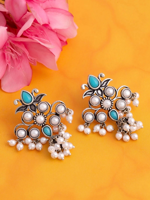 

Voylla Silver-Toned Classic Drop Earrings
