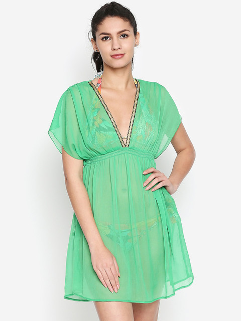 

Oxolloxo Women Green Solid Kaftan Cover-Up Dress S19392WBW002