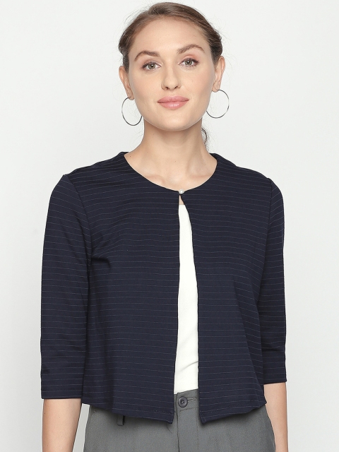 

Annabelle by Pantaloons Navy Blue Striped Open Front Shrug