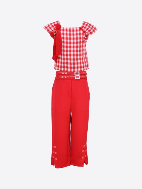 

CUTECUMBER Girls Red Checked Top with Capris