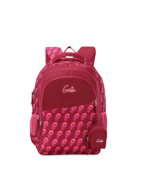 

Genie Girls Maroon & Purple Graphic Print 18 inches Large Backpack with Pouch