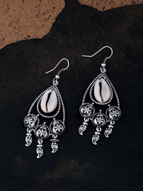 

Studio Voylla Silver-Plated Contemporary Drop Earrings