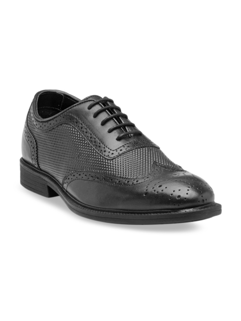 

Franco Leone Men Black Leather Semiformal Brogues