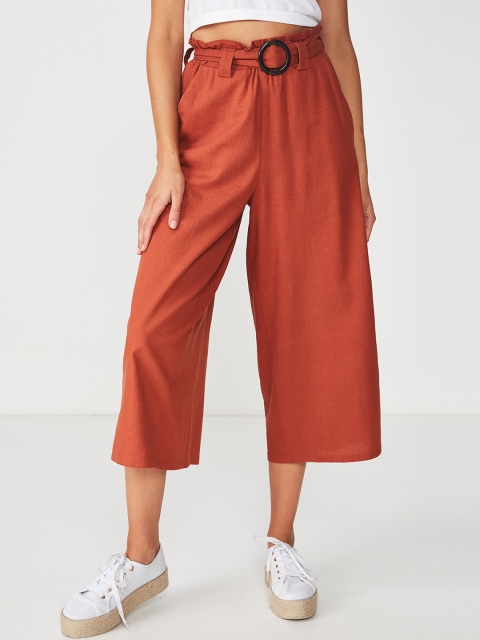 

COTTON ON Women Rust Red Loose Fit Solid Culottes