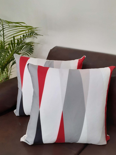 

Avira Home Multicoloured Set of 2 Geometric Square Cushion Covers, Multi