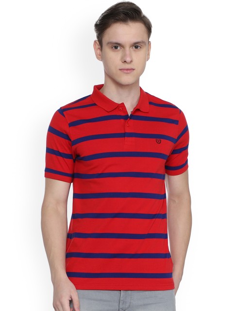 

Van Heusen Sport Men Red Striped Polo Collar T-shirt