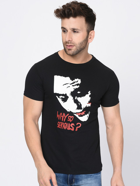 

oneliner Men Black Printed Round Neck T-shirt