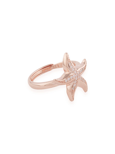 

bebe Women Rose Gold-Plated CZ-Studded Star-Shaped Finger Ring