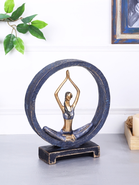 

TAYHAA Brown & Blue Resin Meditating Yoga Lady Showpiece