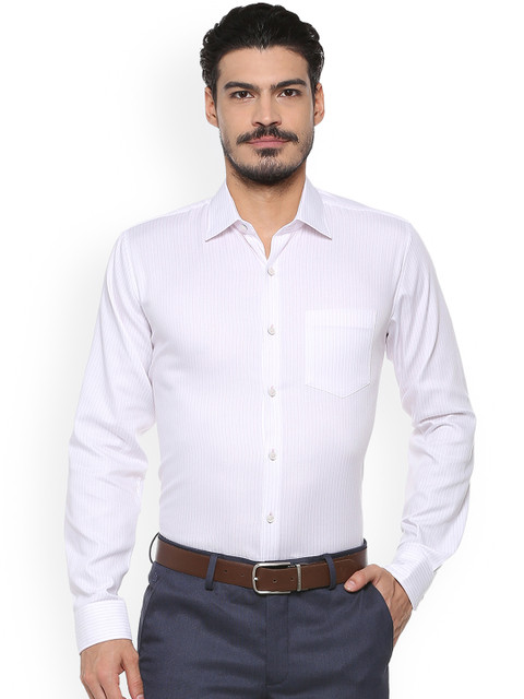 

Van Heusen Men White Slim Fit Striped Casual Shirt