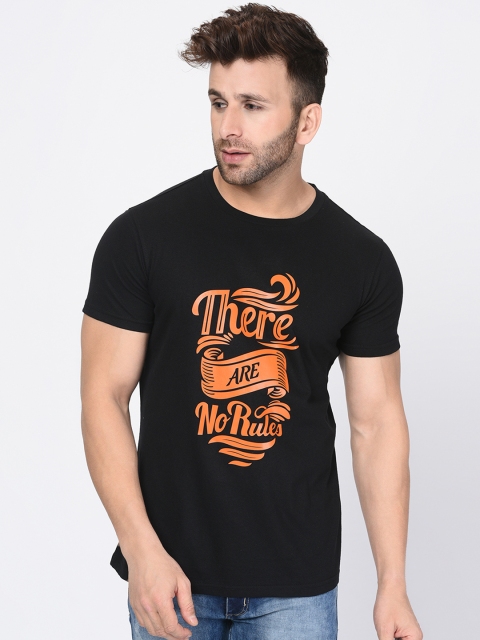 

oneliner Men Black Printed Round Neck T-shirt