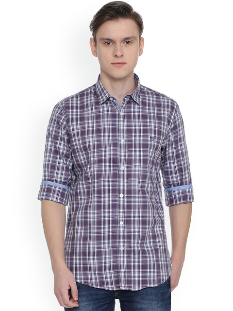 

Van Heusen Sport Men Purple & Off-White Slim Fit Checked Casual Shirt
