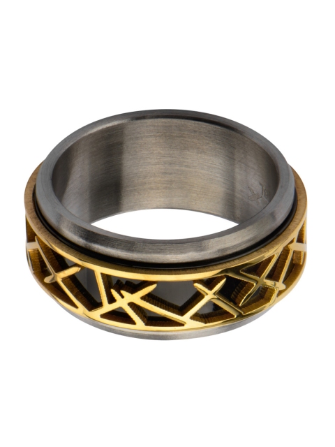 

Inox Jewelry Men Silver-Toned & Black Band Ring