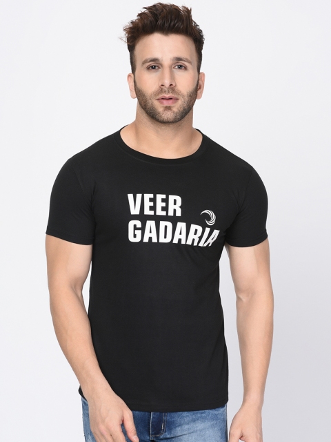 

oneliner Men Black Printed Round Neck T-shirt