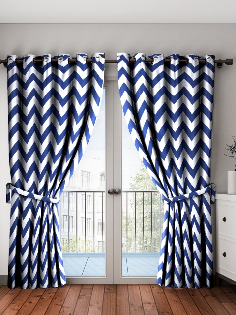 

Home Sizzler Set of 2 Blue & White Long Door Curtains