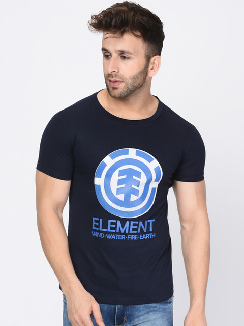 

oneliner Men Navy Blue Printed Round Neck T-shirt