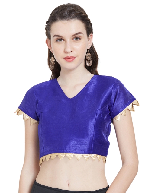 

Mirchi Fashion Women Blue Solid Stitched Saree Blouse