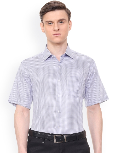 

Van Heusen Men Blue & White Regular Fit Checked Formal Shirt