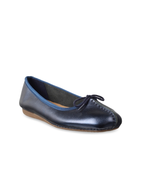 

Clarks Women Navy Blue Solid Leather Ballerinas
