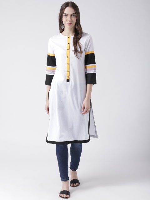 

DODO & MOA Women White Solid Straight Kurta
