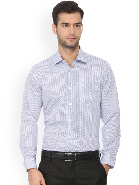 

Van Heusen Men White & Blue Regular Fit Checked Formal Shirt