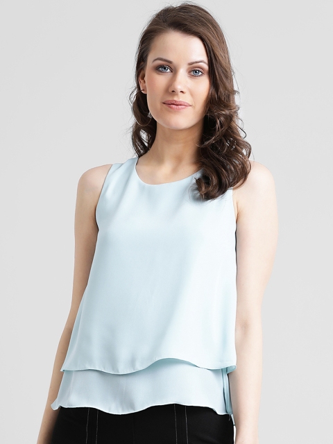 

Zink London Women Blue Solid Tiered Top