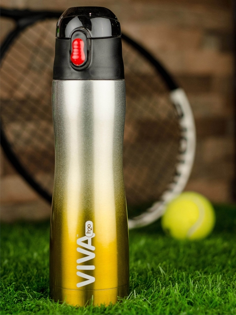 

VIVA h2o Gold-Toned & Silver-Toned Textured Stainless Steel Water Bottle