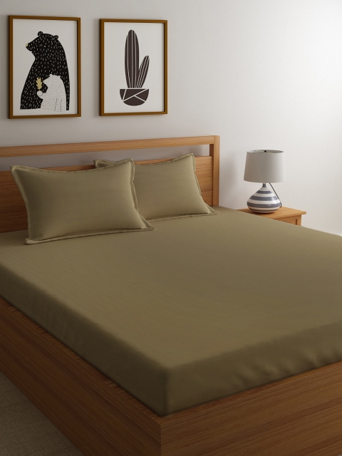 

Dreamscape Brown Striped 300 TC Cotton 1 King Bedsheet with 2 Pillow Covers