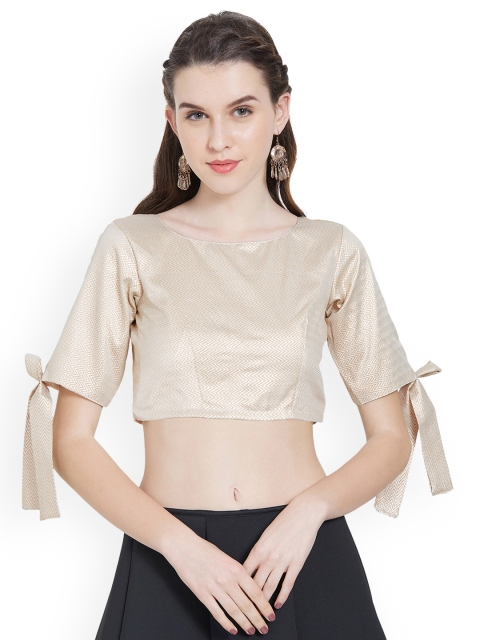 

Mirchi Fashion Women Cream-Coloured Printed Stitched Saree Blouse