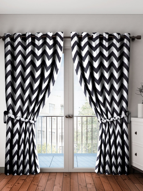

Home Sizzler Black & White Set of 2 Long Door Curtains