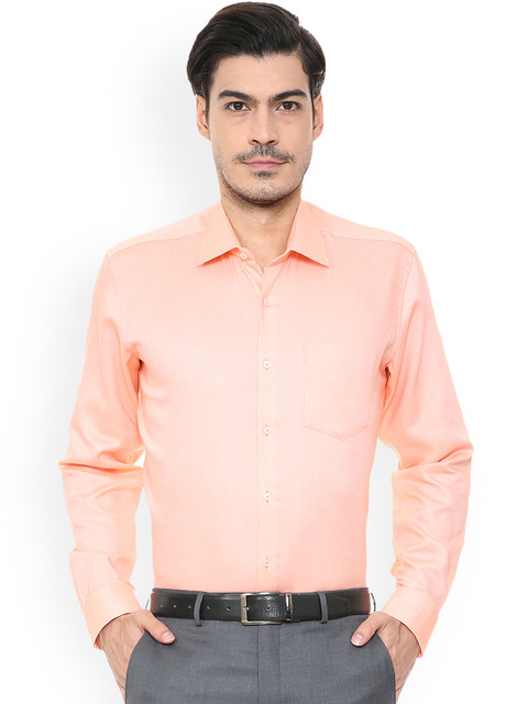 

Van Heusen Men Peach-Coloured Regular Fit Self Design Formal Shirt