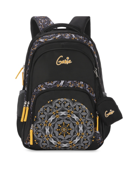 

Genie Girls Black Printed 17 inches Medium Backpack with Zip Pouch