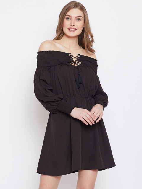 

PANIT Women Black Solid Blouson Dress
